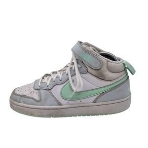 Nike High Top Shoes Youth Size 6.5Y White Gray Mint Strap Basketball CD7782-011